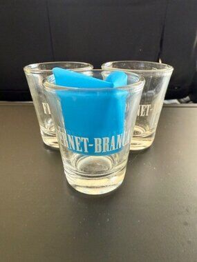 Fernet-Branca Milano Italian Liqueur White Set of 3 Clear Glass Shot Glasses New